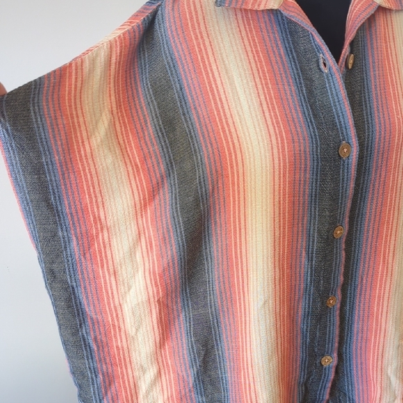 Rip Curl Blue and Red Striped Fabric - Picture 5 of 13